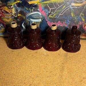 Vintage Burgundy Glass Candle Holders